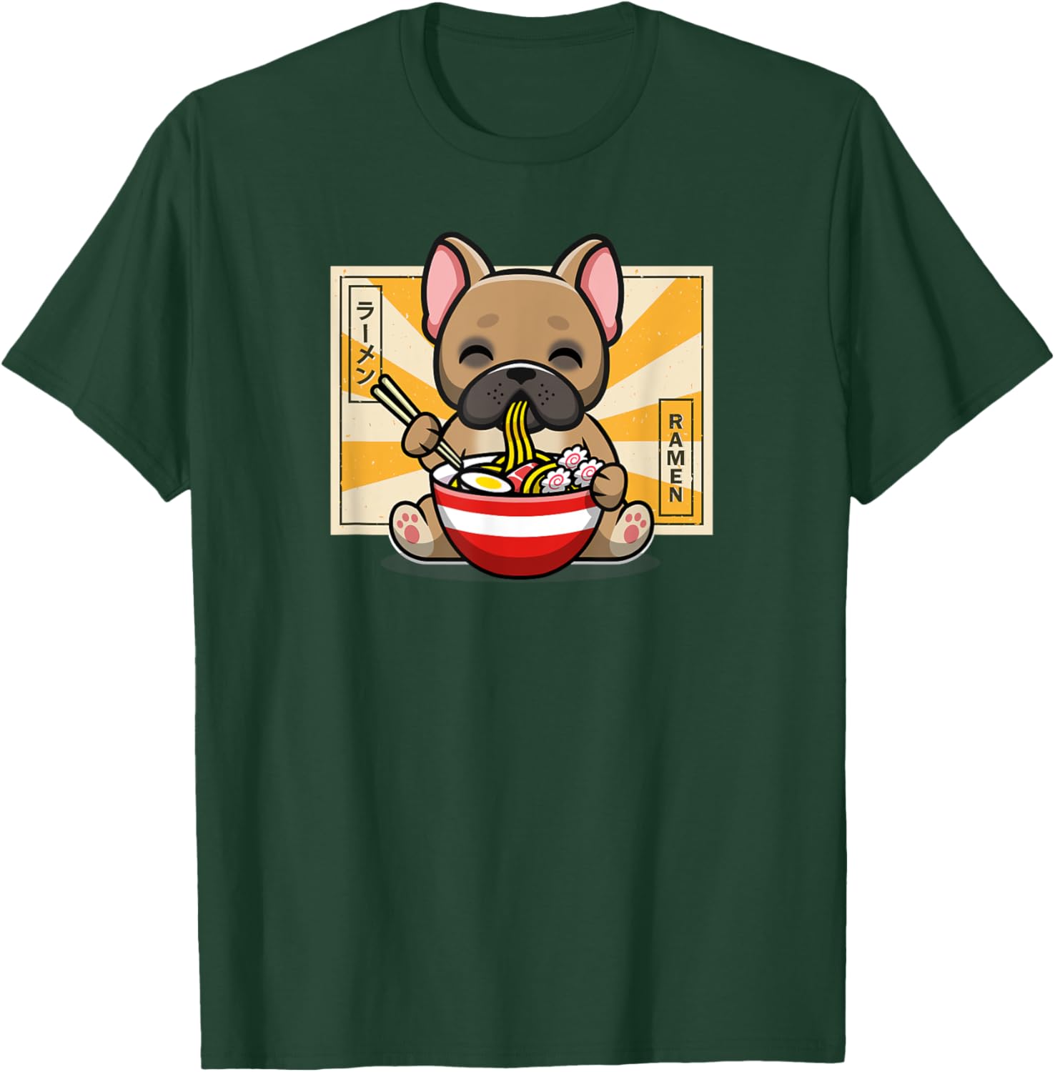Funny Cute Kawaii Kids Ramen Noodles Frenchie Lover T-Shirt - T-Shirt | Forest