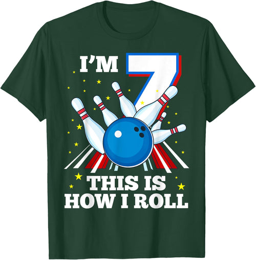 7th Birthday Bowling I'm 7 This Is How I Roll Funny B-Day