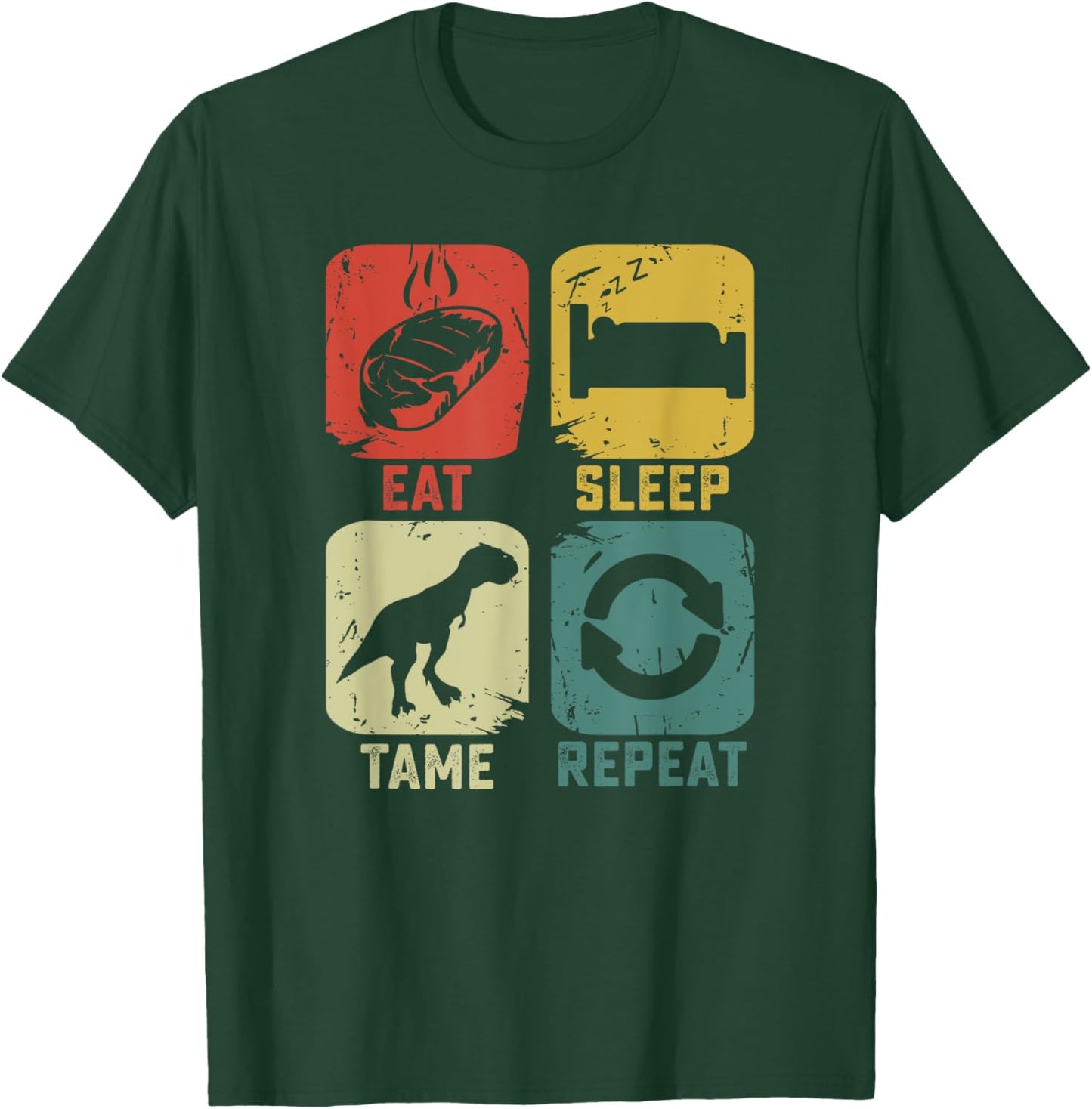 Eat Sleep Tame Repeat Dinosaur gaming geek Funny gamer T-Shirt - T-Shirt | Forest