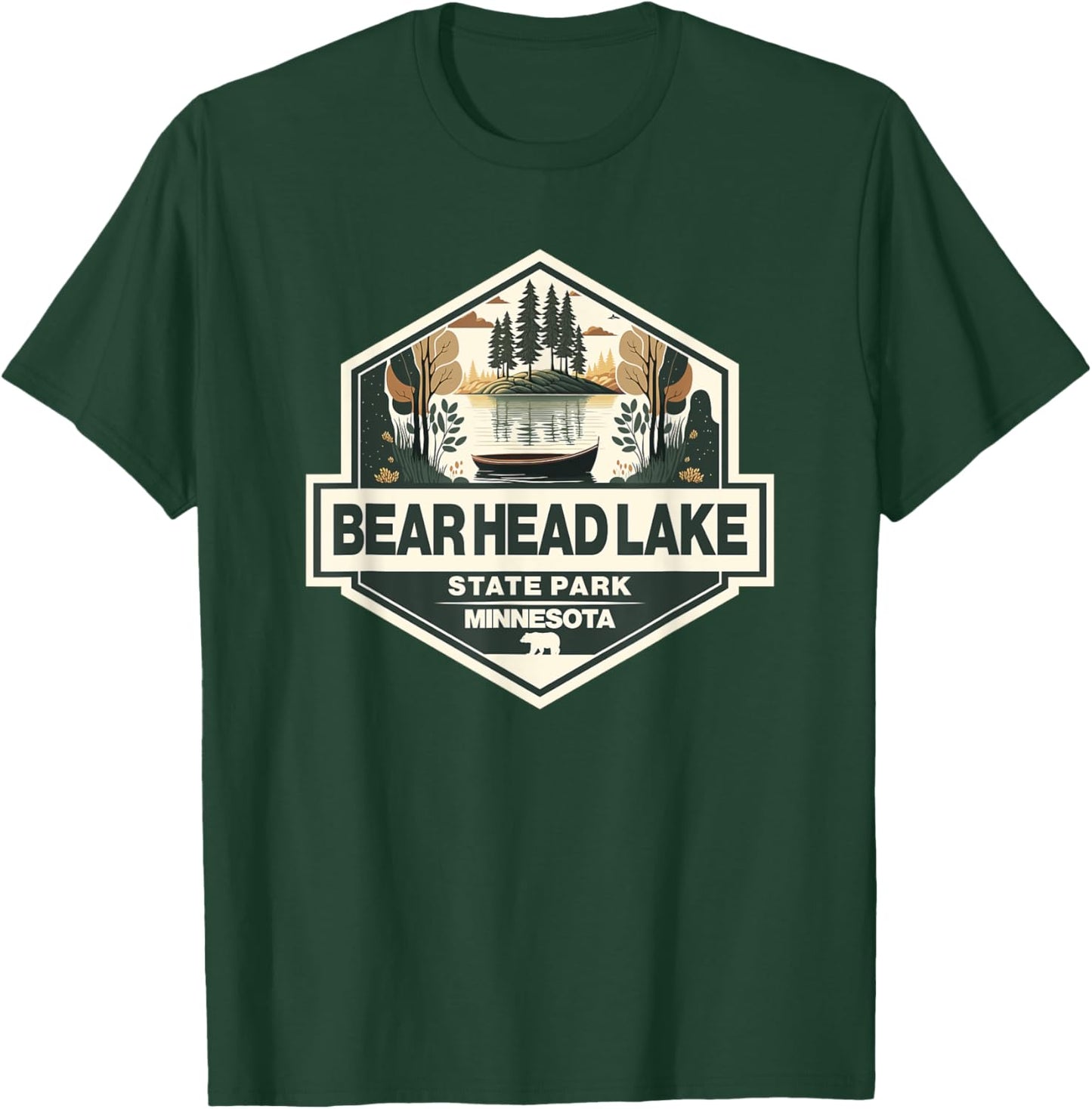 Bear Head Lake State Park Minnesota Travel Art Badge T-Shirt - T-Shirt | Forest
