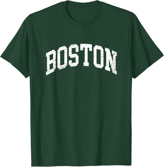 Boston - Massachusetts - Worn Style Design - Classic T-Shirt - T-Shirt | Forest
