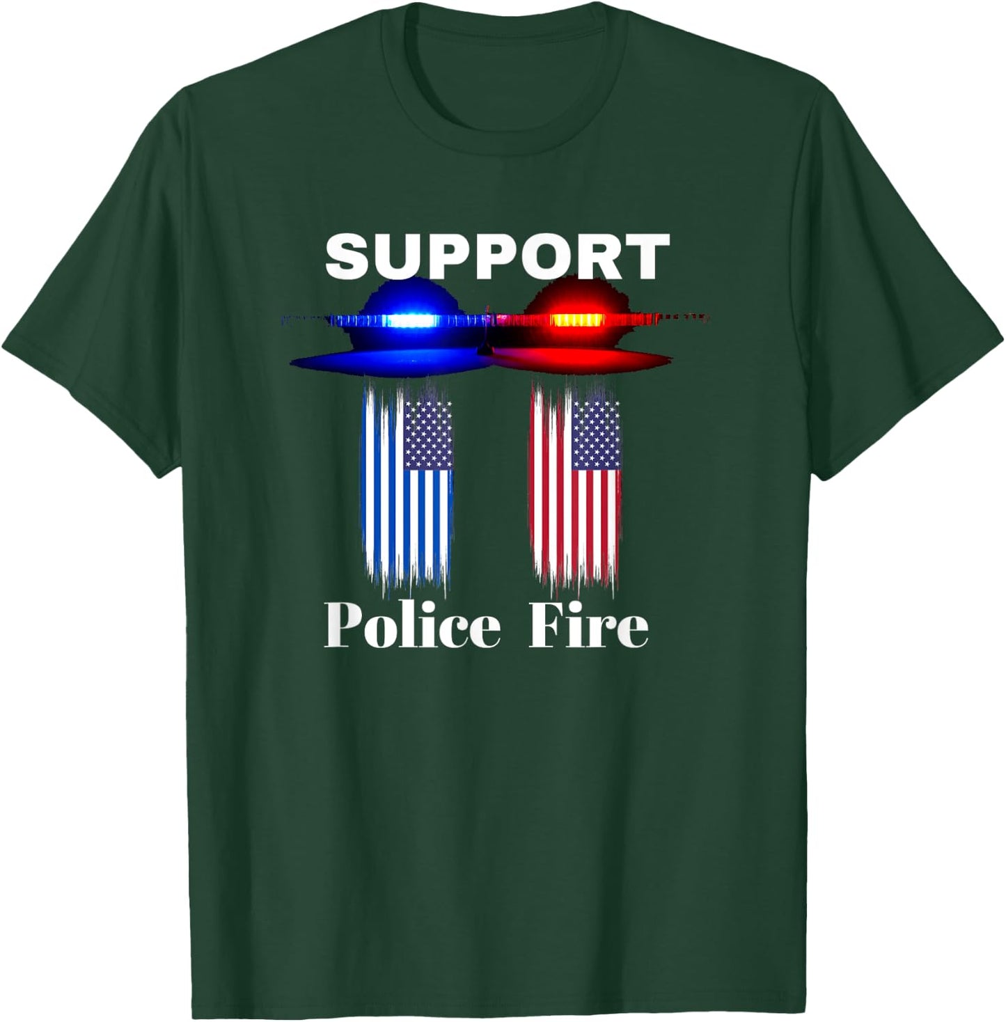 Support Our Police & Fire Departments - 1st responders T-Shirt - T-Shirt | Forest