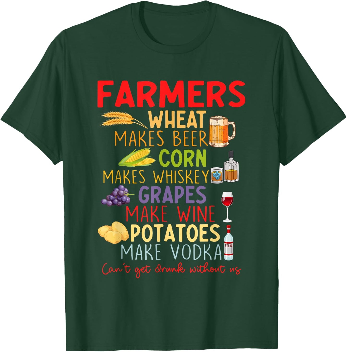 Farmers Wheat Make Beer Corn Makes Whiskey Grapes Quote T-Shirt - T-Shirt | Forest