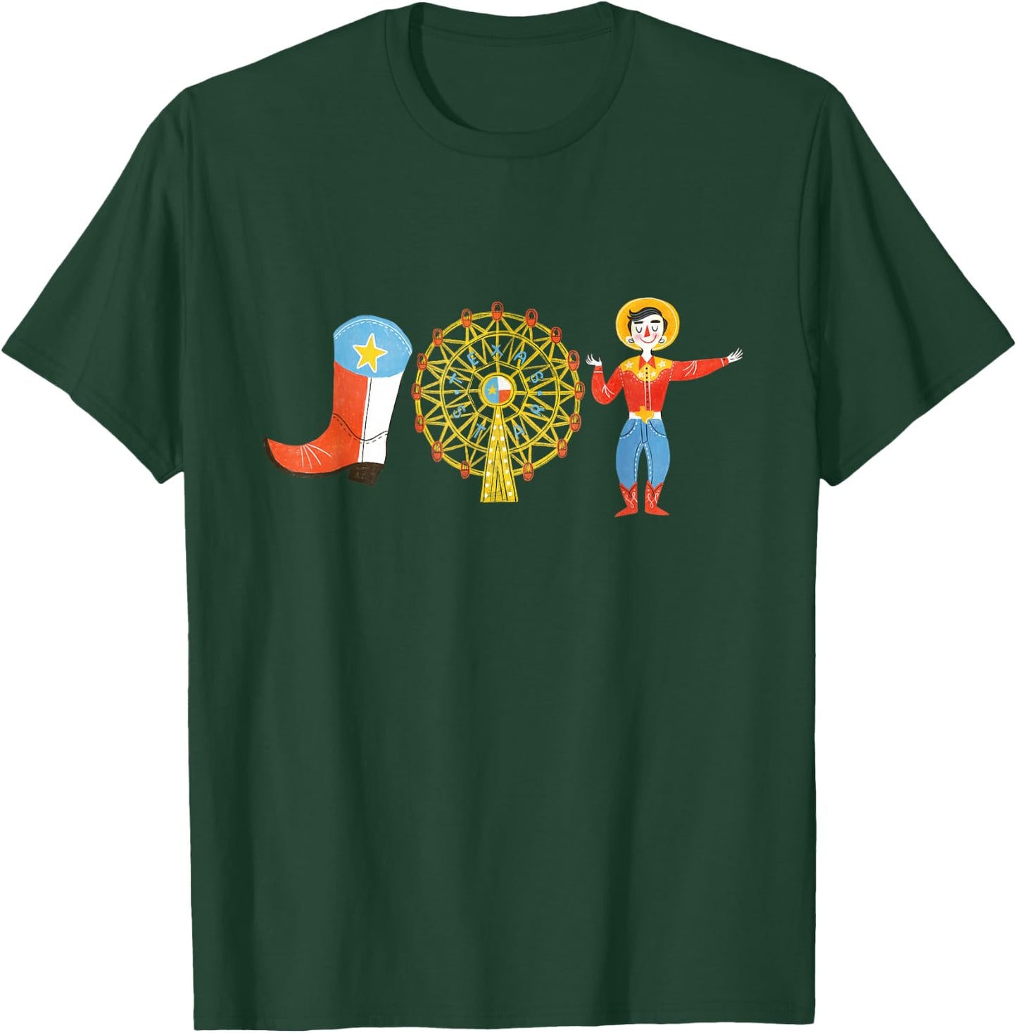 Texas Fair, State Fair Cowboy, Ferris Wheel, County Fair T-Shirt - T-Shirt | Forest