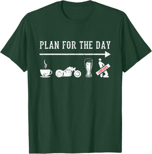 Plan For The Day Motorcycle Biker Motorcycle Rider Biking T-Shirt - T-Shirt | Forest