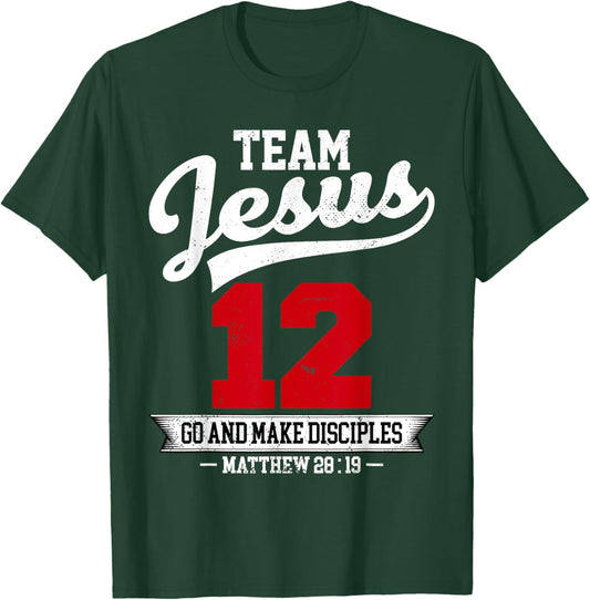 Jesus and Baseball Team Jesus Christian Matthew 28:19 Verse T-Shirt - T-Shirt | Forest