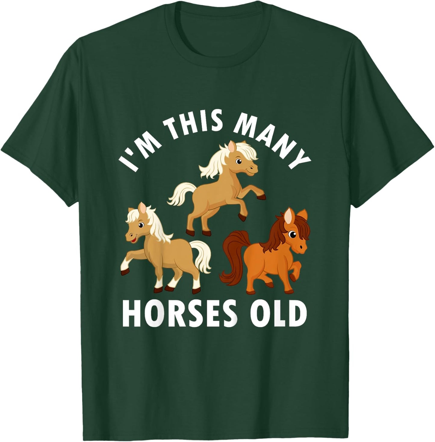 3 Years Old Girl Horses Old 3rd Birthday Kids T-Shirt - T-Shirt | Forest