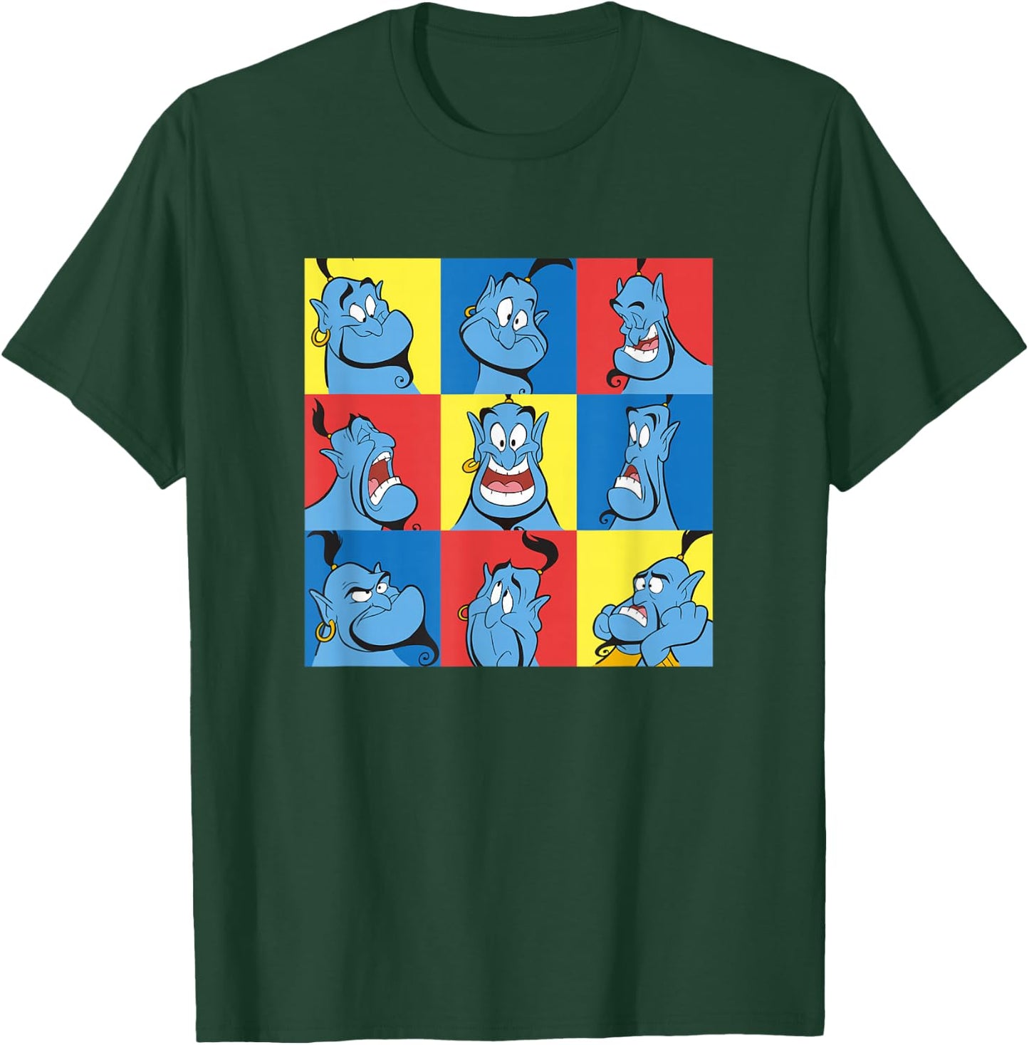 Disney Aladdin Genie Many Emotions Panel Big Chest Portrait T-Shirt - T-Shirt | Forest