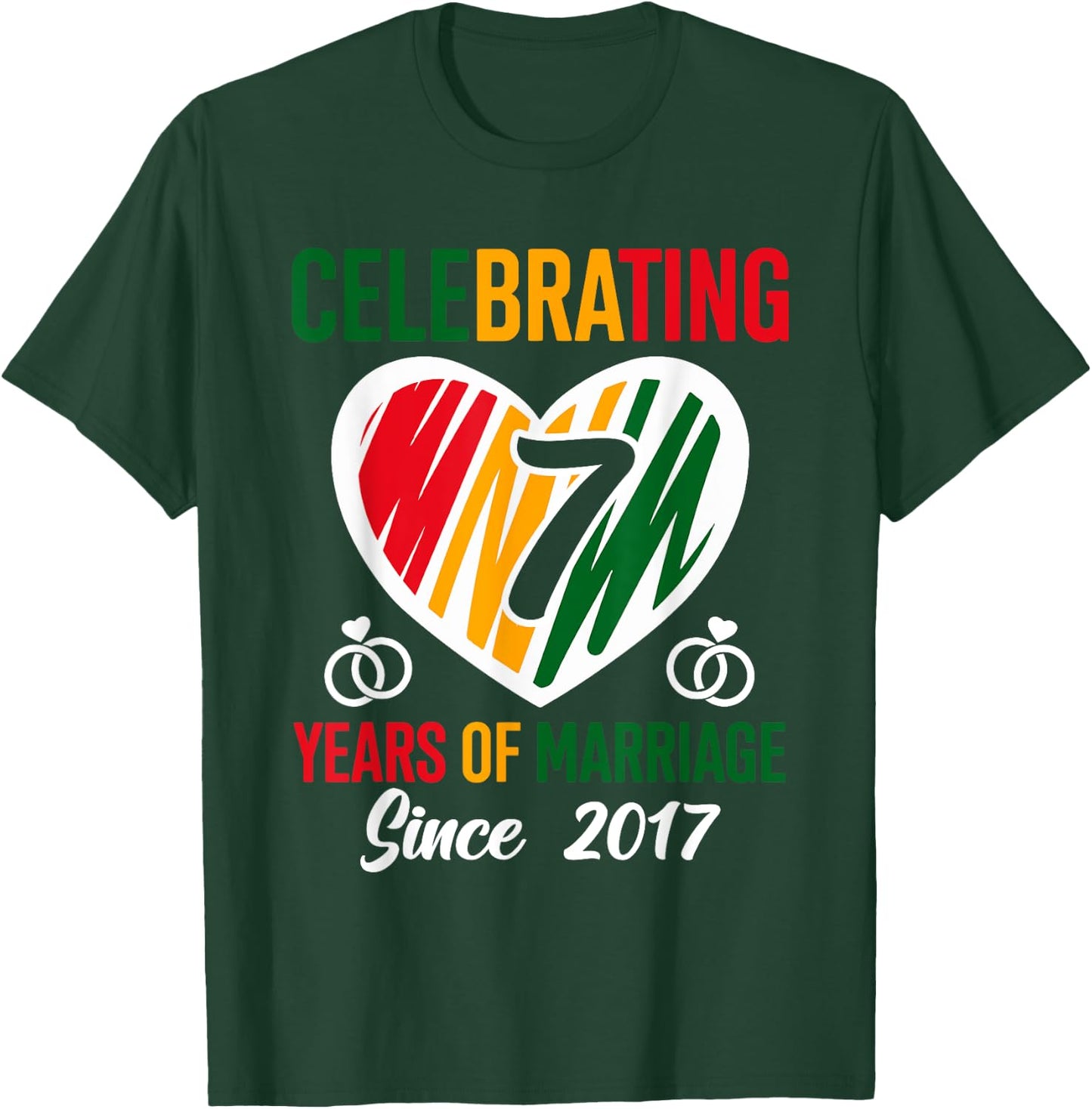 7 Years of Marriage Married Couple 7th Wedding Anniversary T-Shirt - T-Shirt | Forest