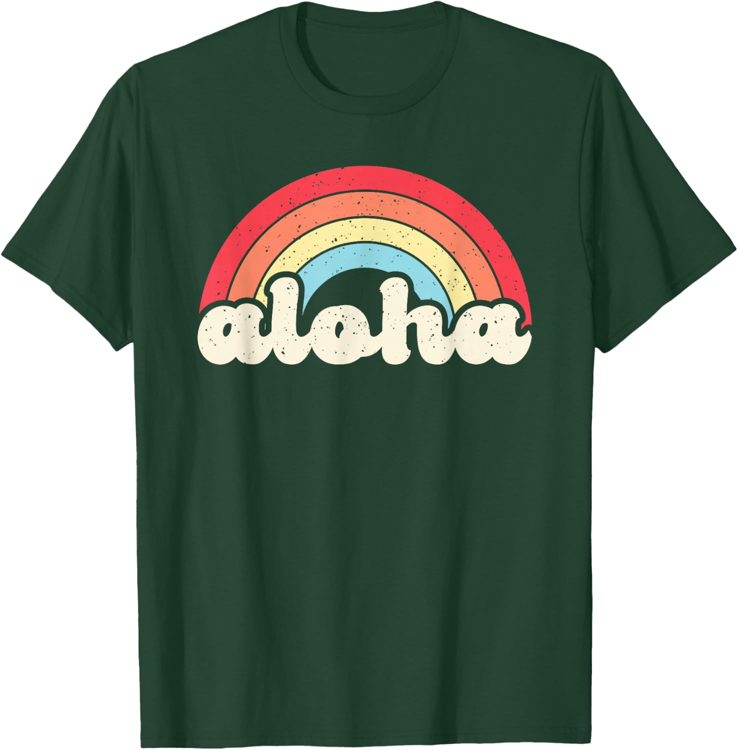 Retro Vintage Aloha Rainbow Hawaii Hawaiian Island Tropical T-Shirt - T-Shirt | Forest