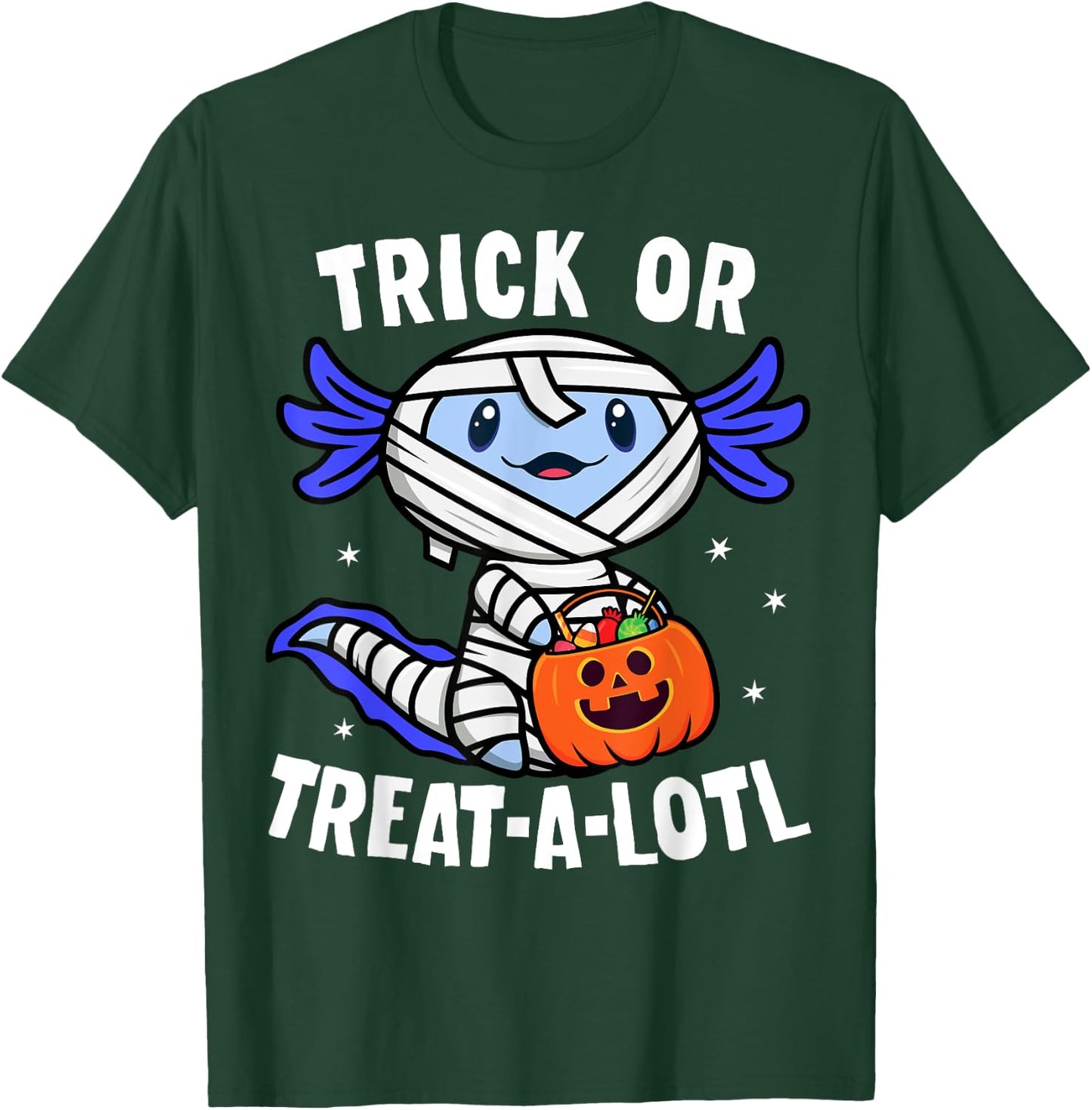 Trick or Treat A Lotl Axolotl Mummy Boys Girls Halloween T-Shirt - T-Shirt | Forest