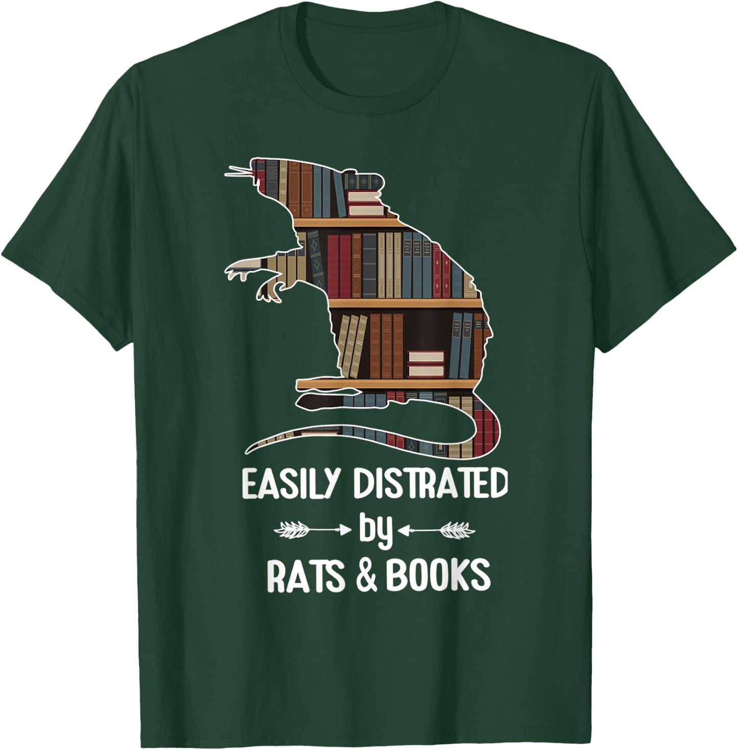 easily distracted by Rats and Books nerds Bookwarms Rodents T-Shirt - T-Shirt | Forest