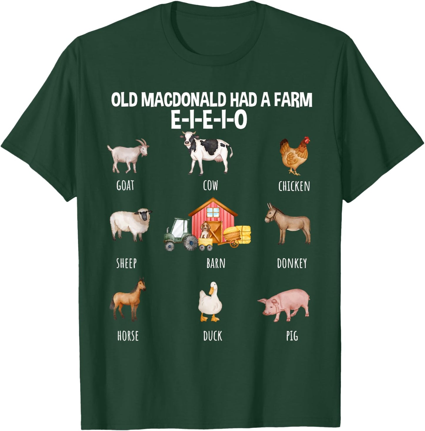 Toddler Kids Old MacDonald Had a Farm E-I-E-I-O Nursery Song T-Shirt - T-Shirt | Forest