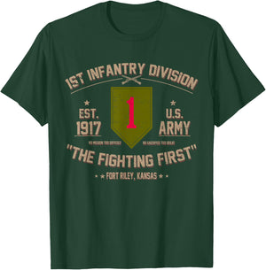 US Army 1st Infantry Division Veteran The Fighting First T-Shirt - T-Shirt | Forest