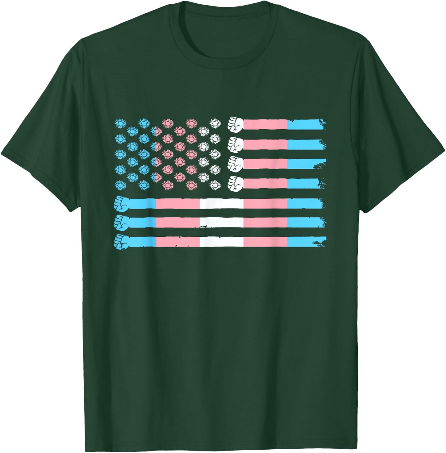 Trans Flag USA America Transsexual Trans Pride Transgender T-Shirt - T-Shirt | Forest