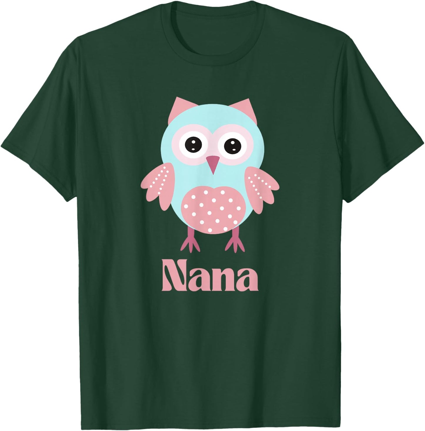 Owl Nana Grandma Cute Animal Pink and Blue T-Shirt - T-Shirt | Forest