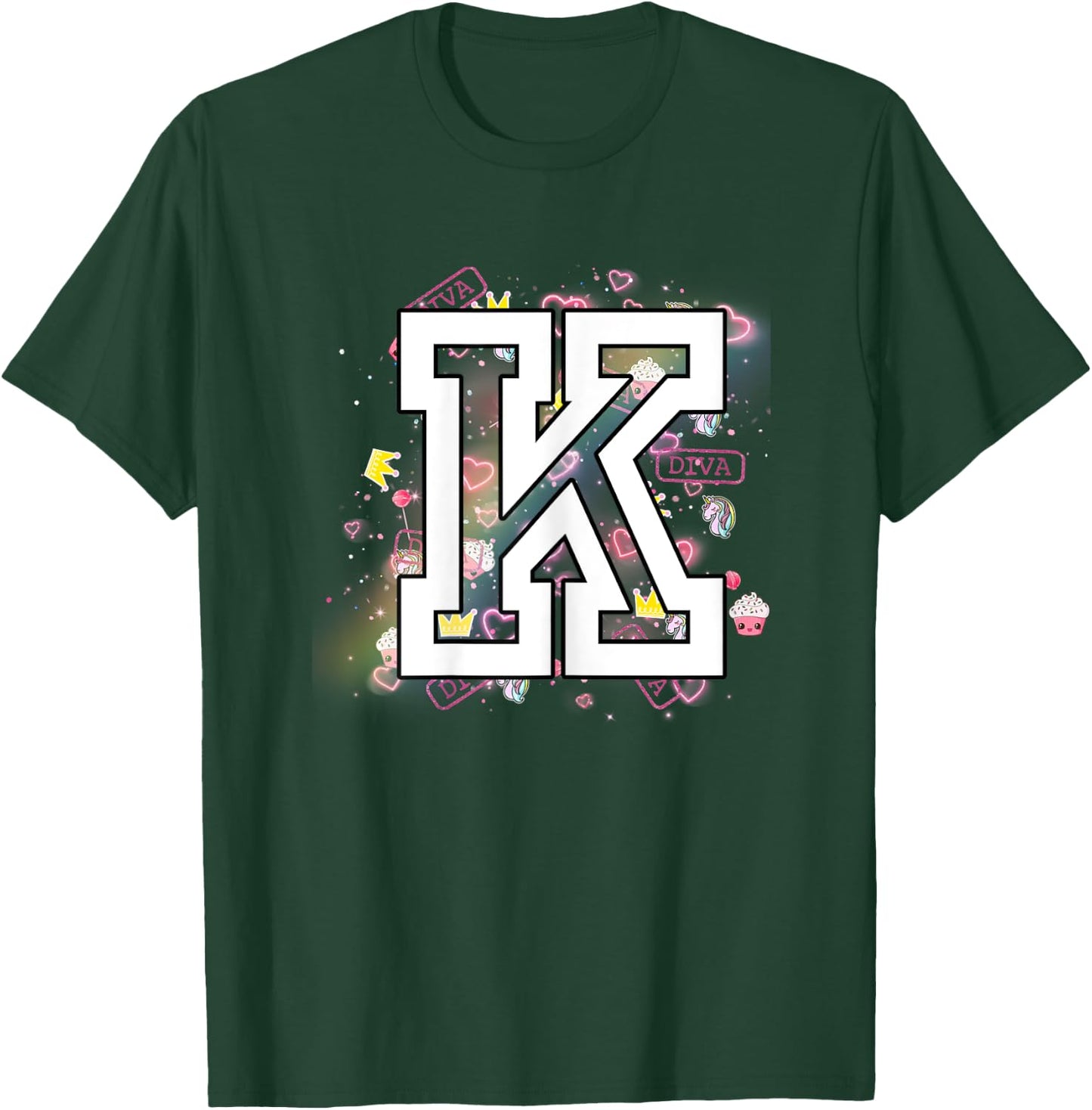 Kids Letter K Clothing For a Girl Who's Name Starts With K T-Shirt - T-Shirt | Forest