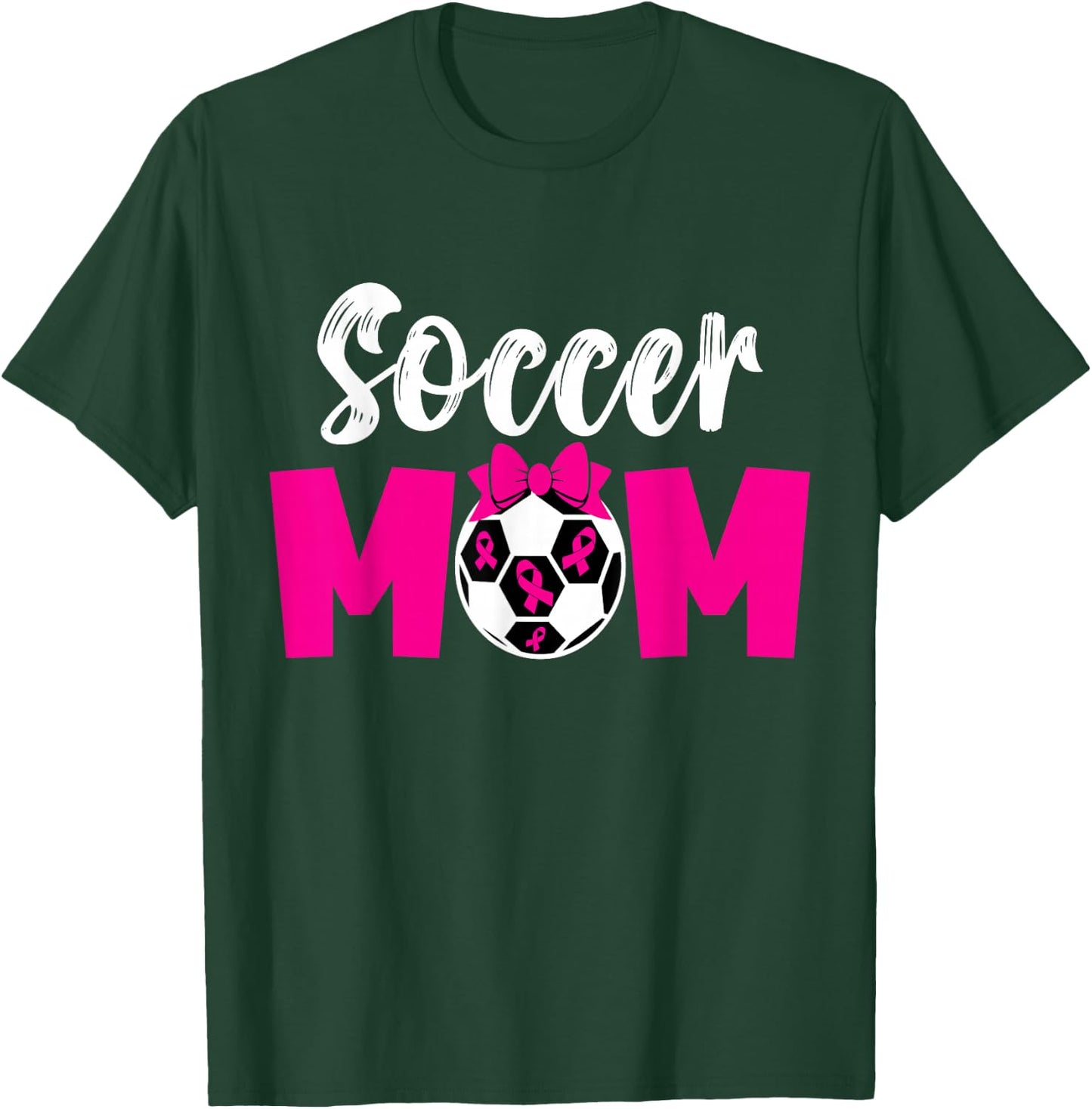 Soccer Mom Breast Cancer Awareness Soccer Pink Ribbon Women T-Shirt - T-Shirt | Forest