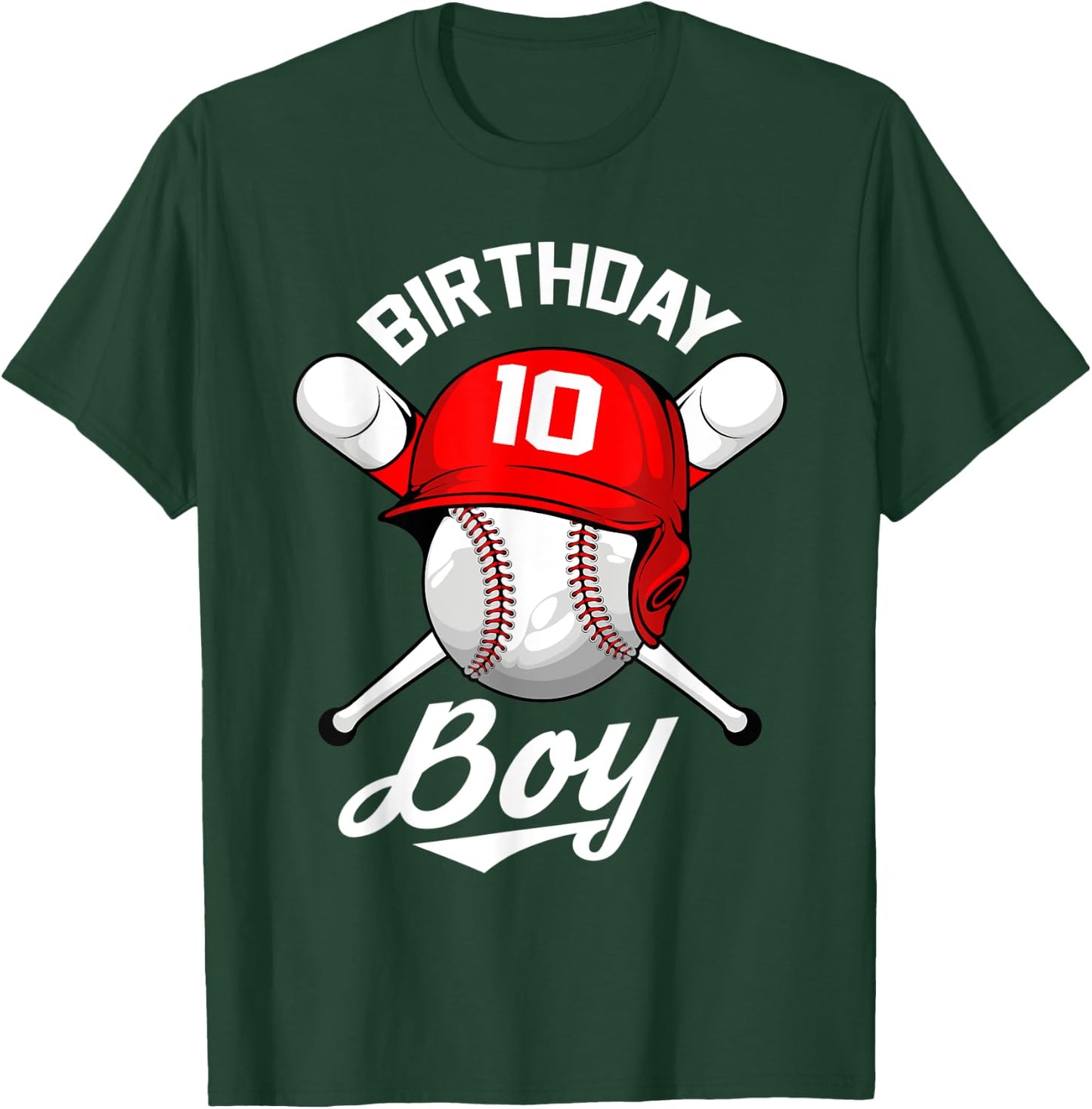 Baseball 10th Birthday Party 10 Years Old Baseball Boys T-Shirt - T-Shirt | Forest
