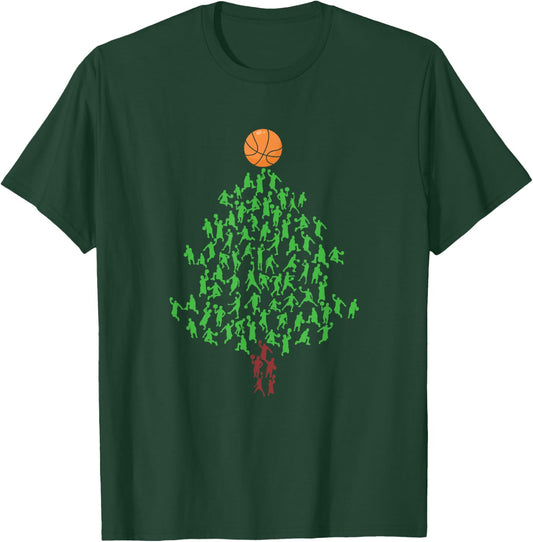 Basketball Player Christmas Tree Hoops Xmas T-Shirt - T-Shirt | Forest