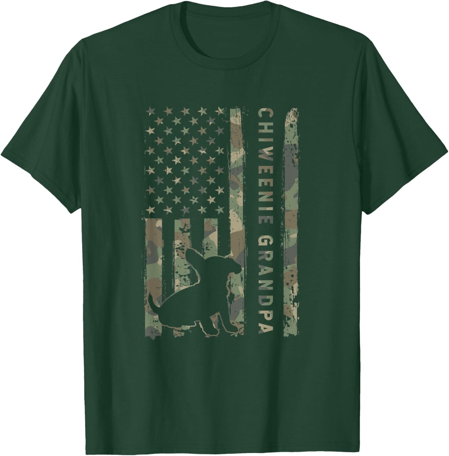 Chiweenie Grandpa Camo USA Flag Women Kids Men T-Shirt - T-Shirt | Forest