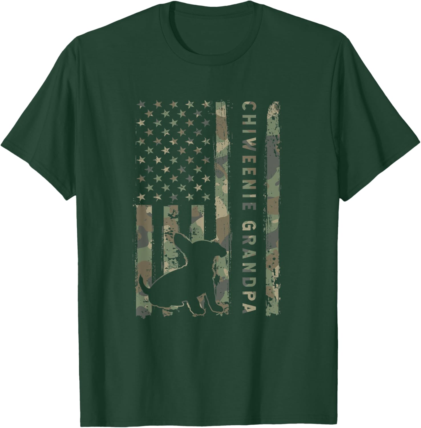 Chiweenie Grandpa Camo USA Flag Women Kids Men T-Shirt - T-Shirt | Forest
