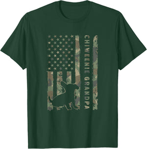 Chiweenie Grandpa Camo USA Flag Women Kids Men T-Shirt - T-Shirt | Forest