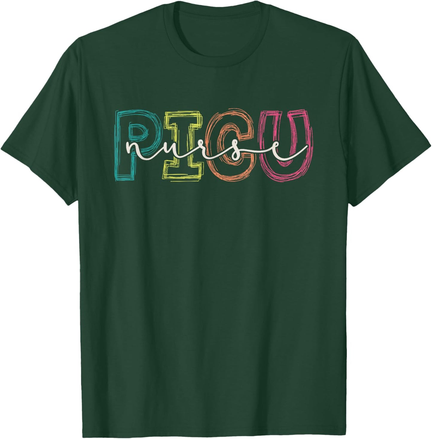 PICU Nurse Pediatric Nurse Nursing Retro Vintage PICU Squad T-Shirt - T-Shirt | Forest