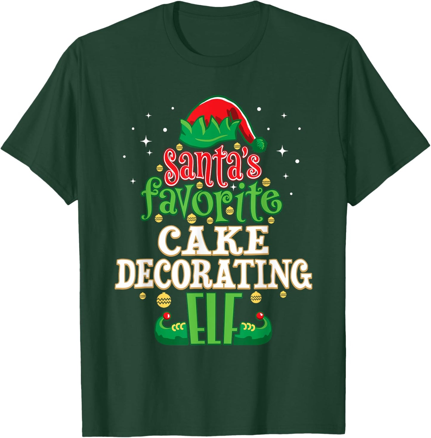 Santa's Favorite Cake Decorating Elf Christmas Matching T-Shirt - T-Shirt | Forest