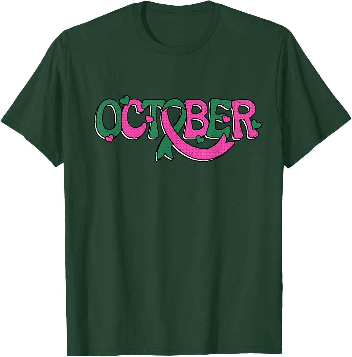Liver and Breast Cancer Ribbon October Cancer Awareness T-Shirt - T-Shirt | Forest