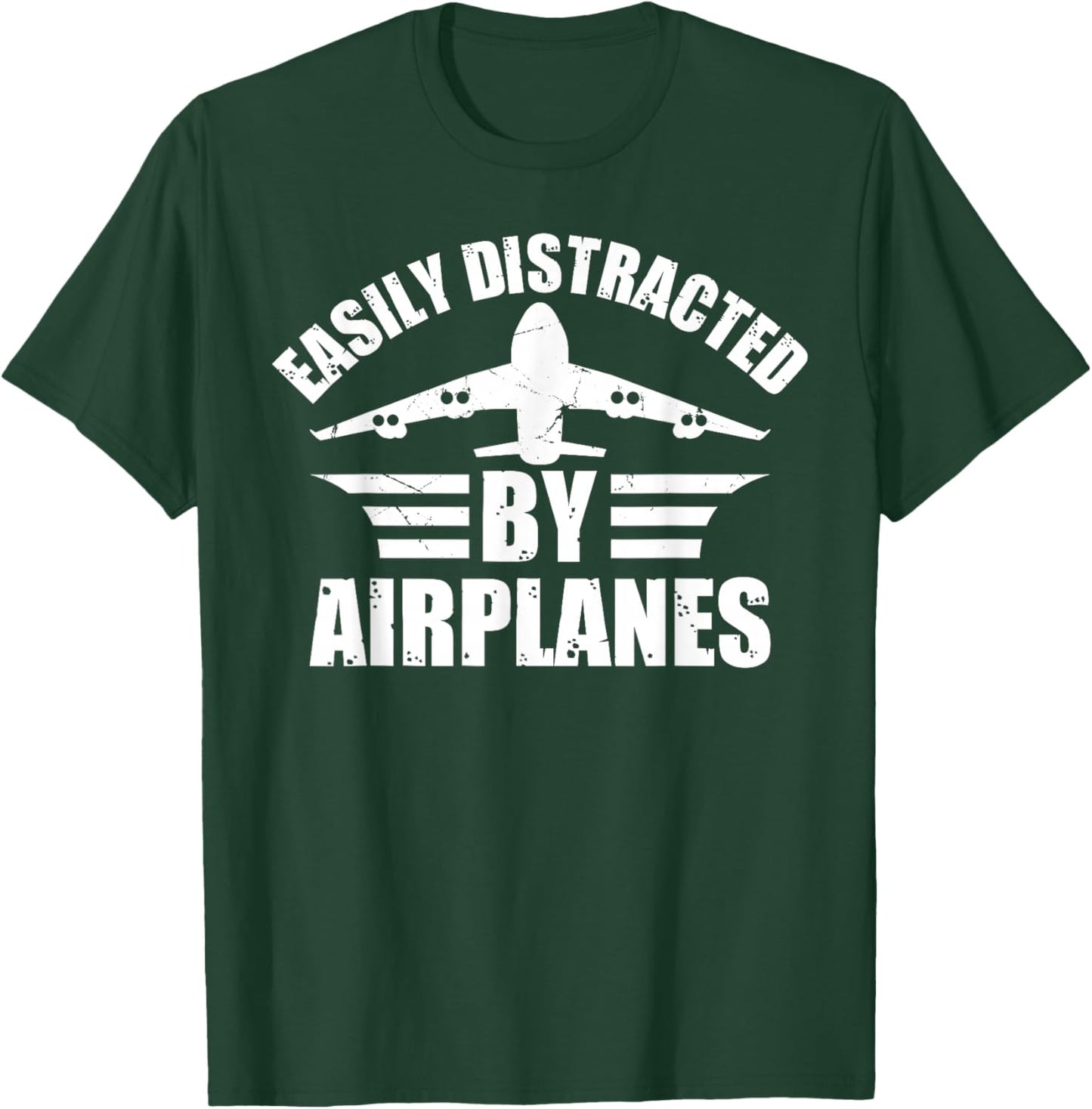 Easily Distracted by Planes - Airplane Lovers T-Shirt - T-Shirt | Forest