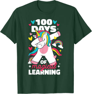 100 Days of Magical Learning 100th Day of School Unicorn T-Shirt - T-Shirt | Forest