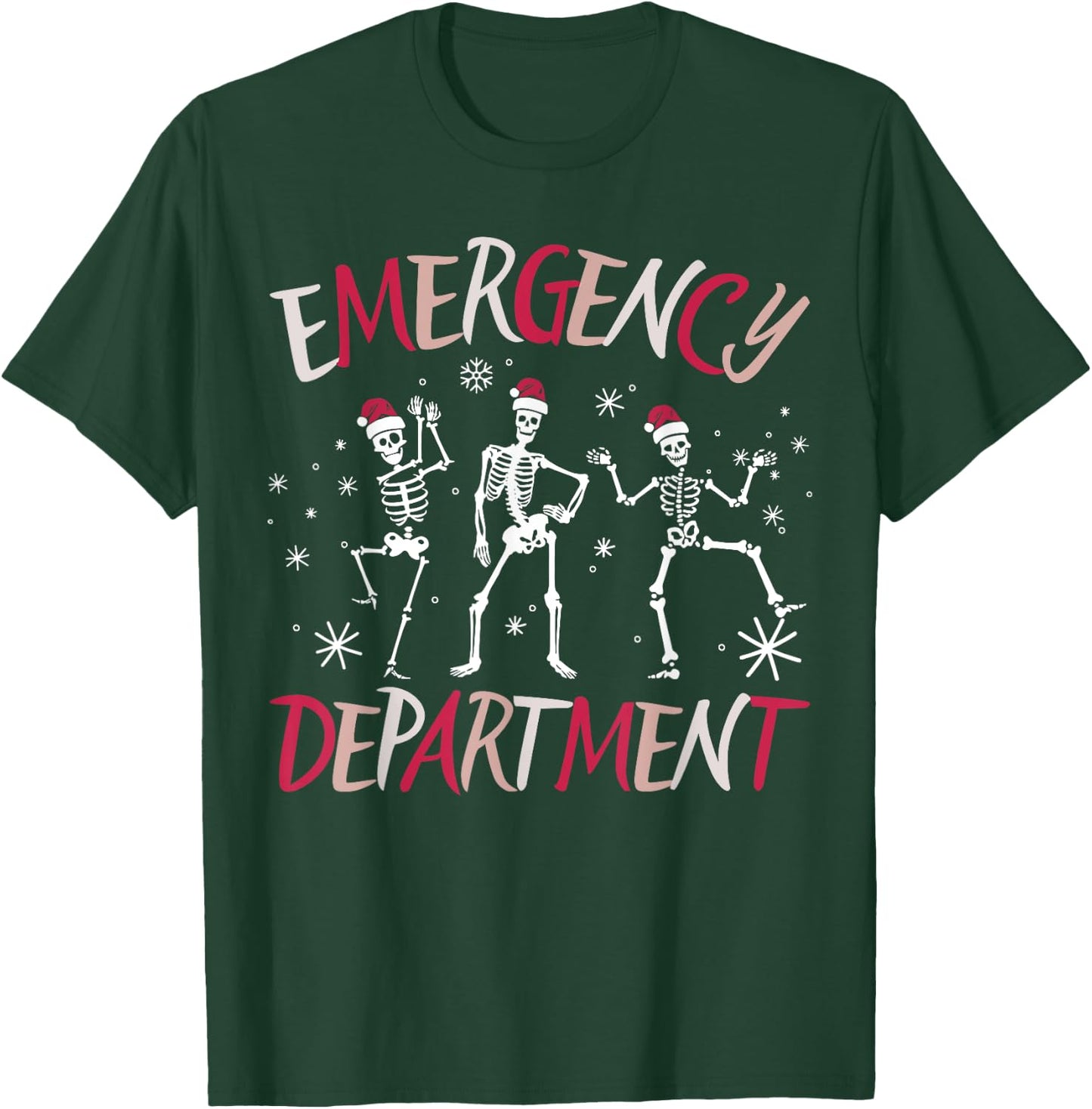 Emergency Department Dancing Skeleton ER Nurse Christmas T-Shirt - T-Shirt | Forest
