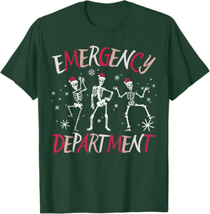 Emergency Department Dancing Skeleton ER Nurse Christmas T-Shirt - T-Shirt | Forest