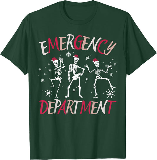 Emergency Department Dancing Skeleton ER Nurse Christmas T-Shirt - T-Shirt | Forest