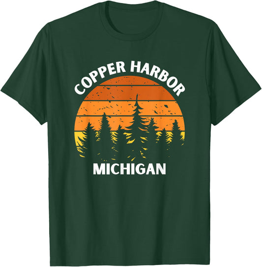Copper Harbor Michigan Forest Sunset Up North Michigan T-Shirt - T-Shirt | Forest