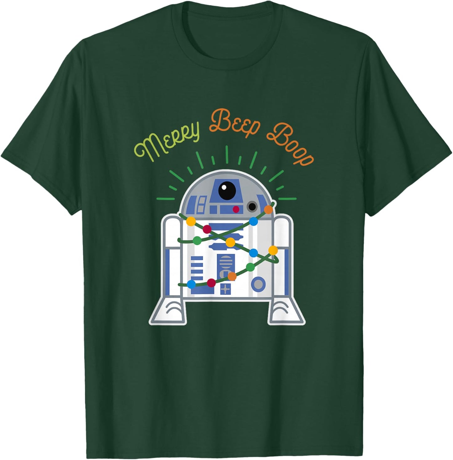 Star Wars Christmas R2-D2 Merry Beep Boop Xmas Lights Logo T-Shirt - T-Shirt | Forest