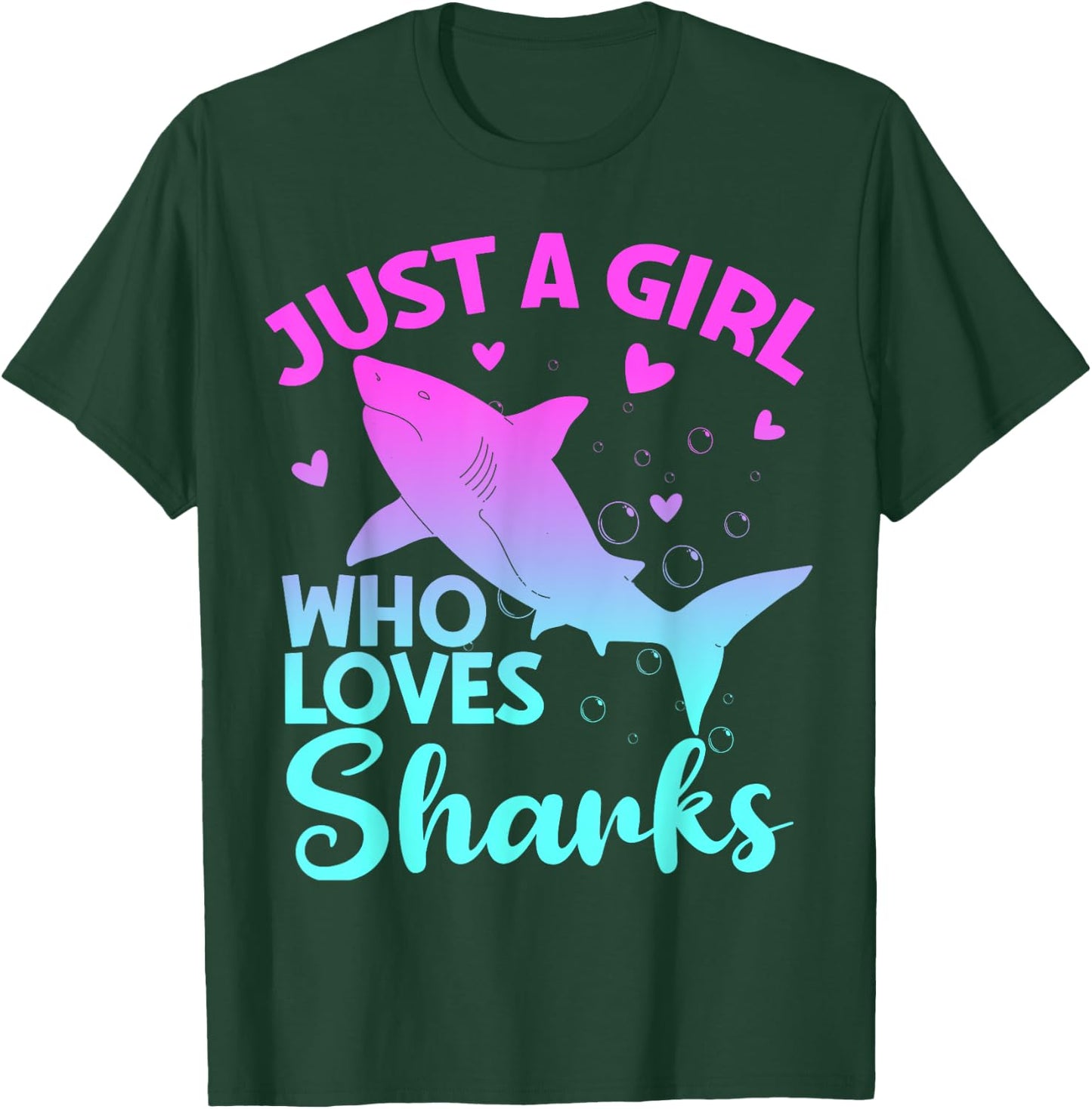 Just a Girl Who Loves Sharks Cute Shark Girl Lover Ocean T-Shirt - T-Shirt | Forest