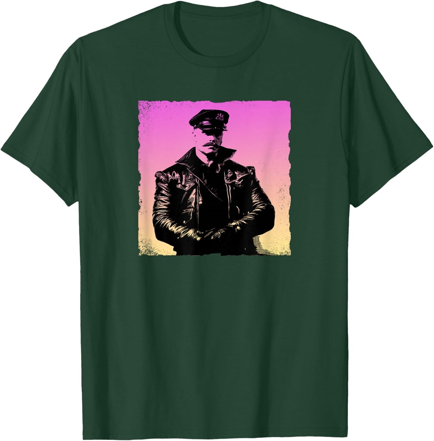 Retro Gay Daddy Leather Gay Biker - Bear Bearded Gay Pride T-Shirt - T-Shirt | Forest