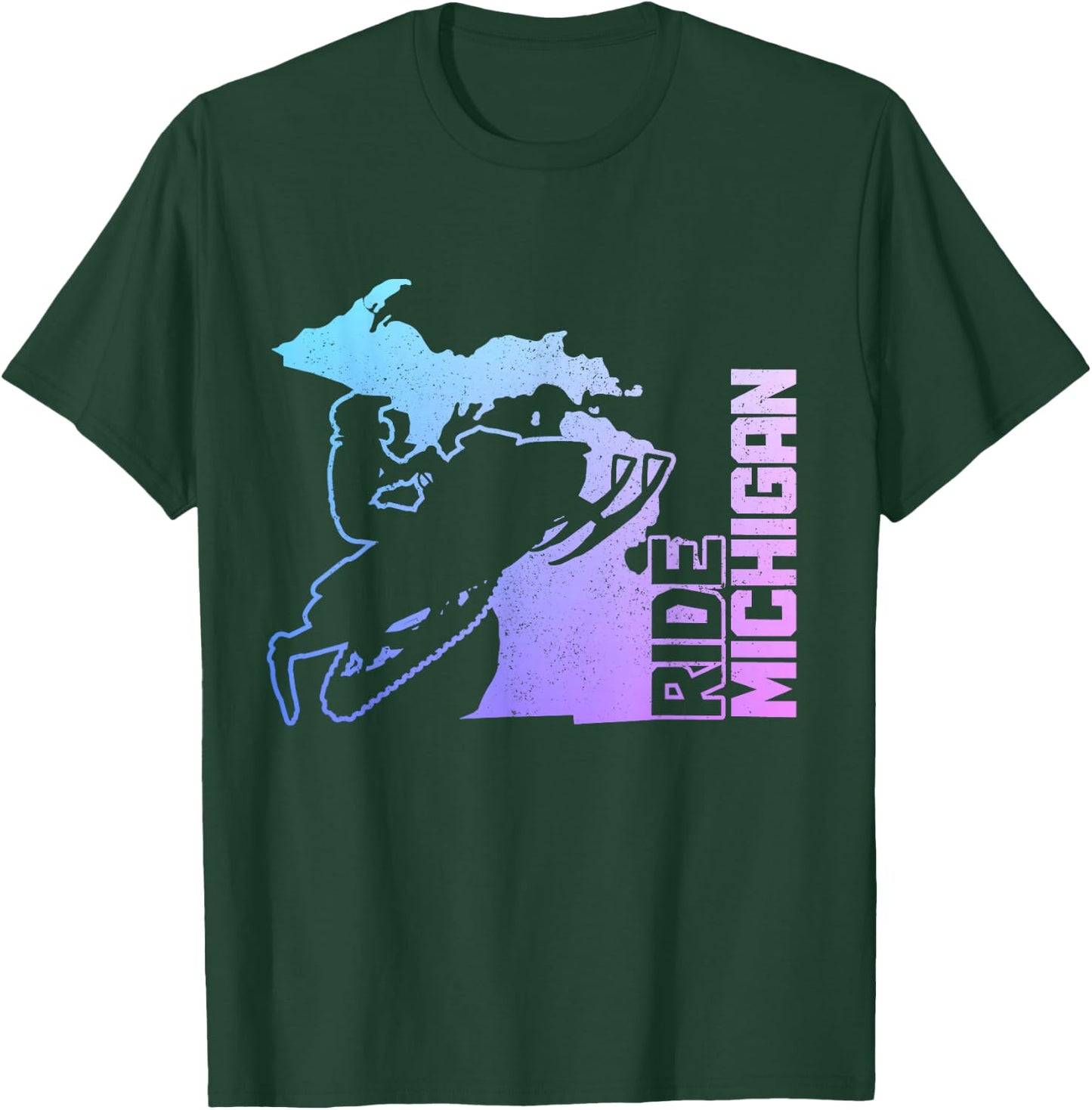 Snowmobile Ride Michigan Snowmobiling Motor Sled Vintage T-Shirt - T-Shirt | Forest