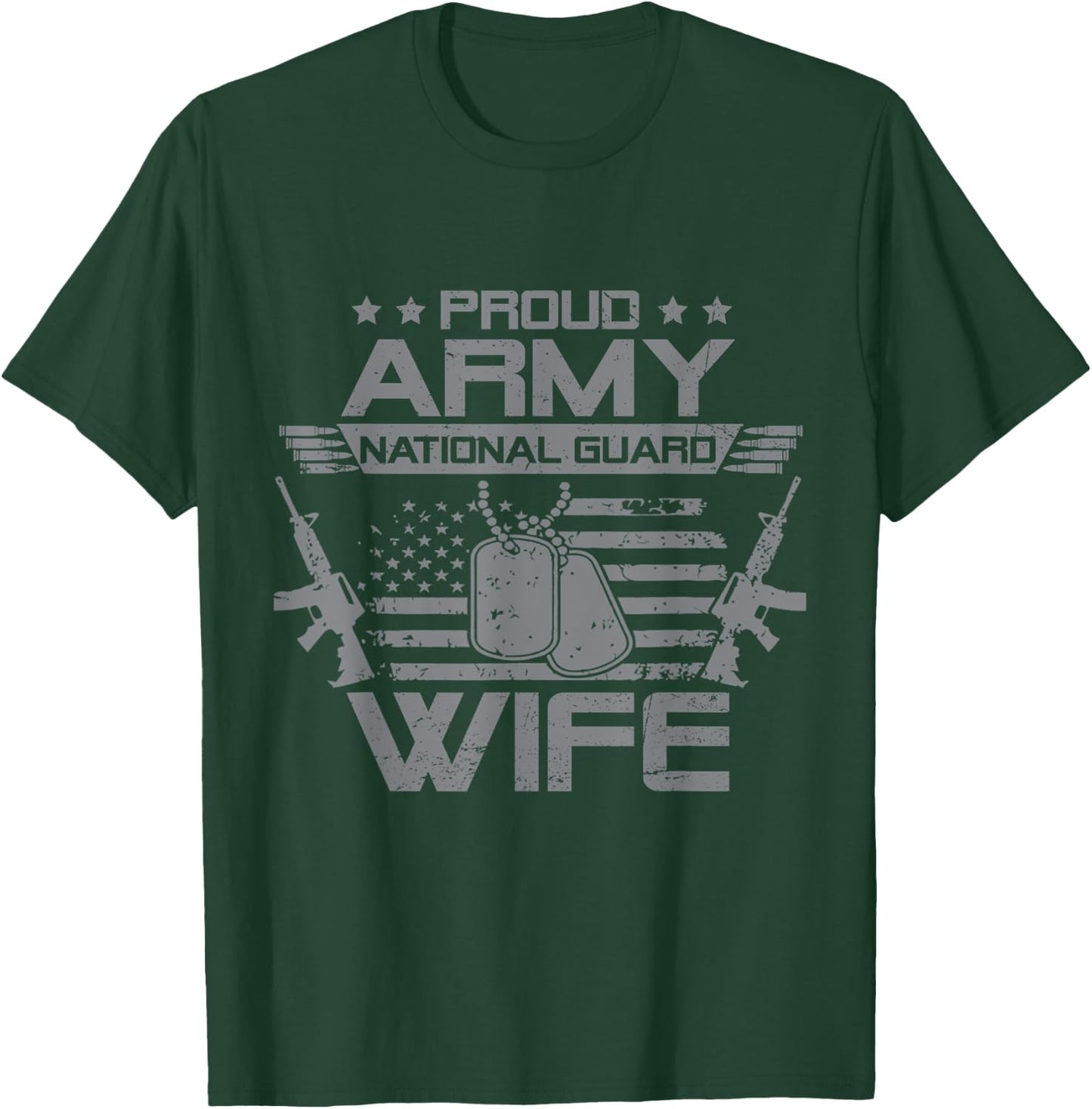 Proud Army National Guard Wife Flag USA Military Veteran T-Shirt - T-Shirt | Forest