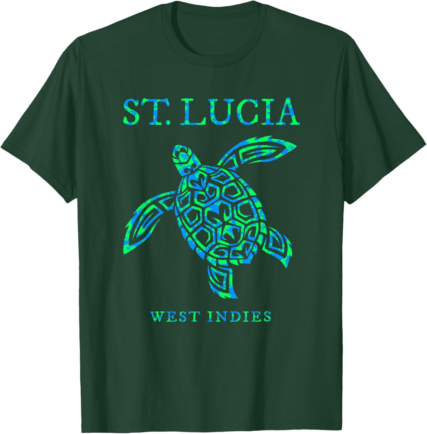St Lucia Sea Turtle Boys Girls Toddler Colorful Souvenir T-Shirt - T-Shirt | Forest