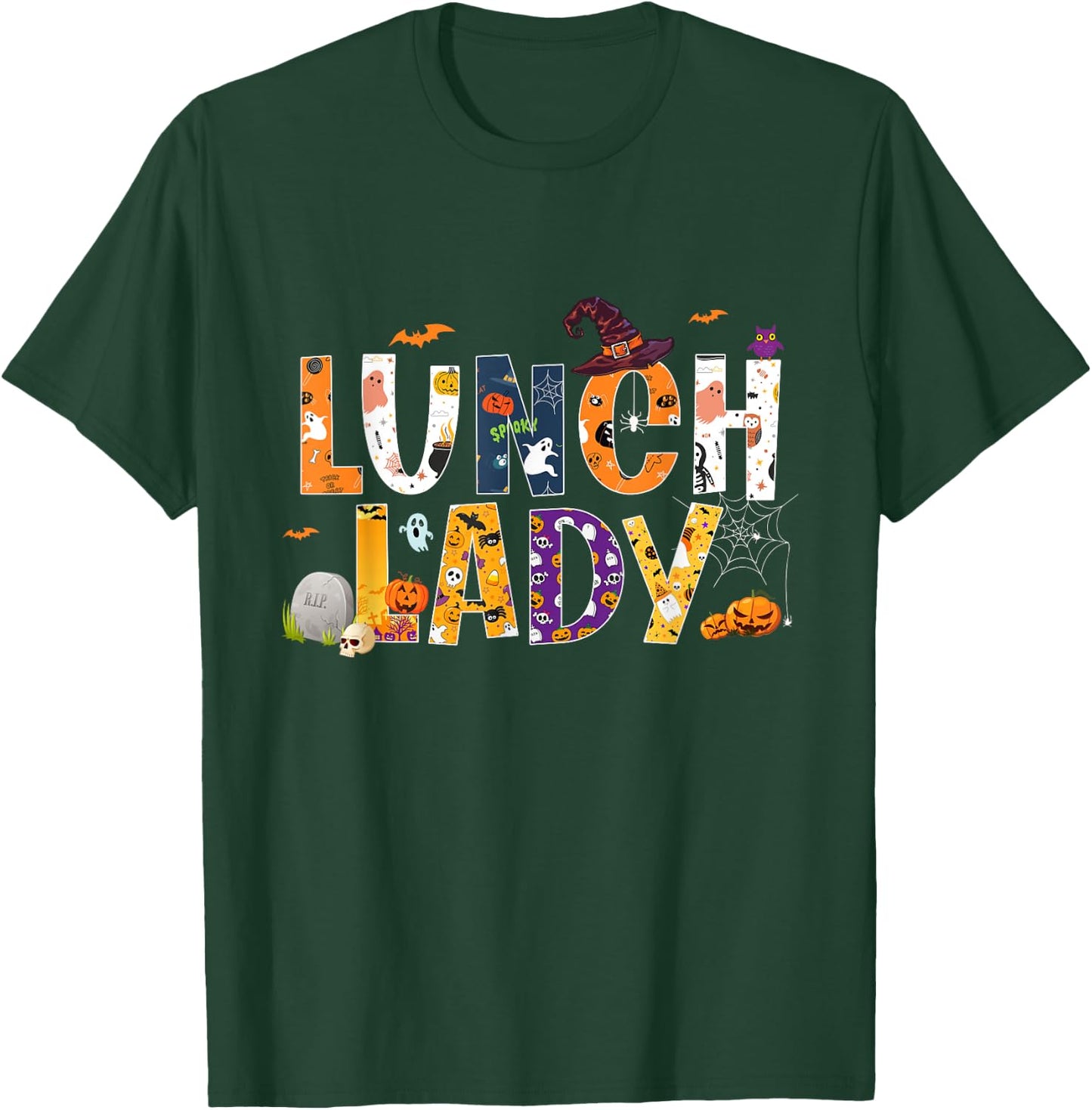 Halloween Lunch Lady Cafeteria Spooky Lunch Lady Halloween T-Shirt - T-Shirt | Forest