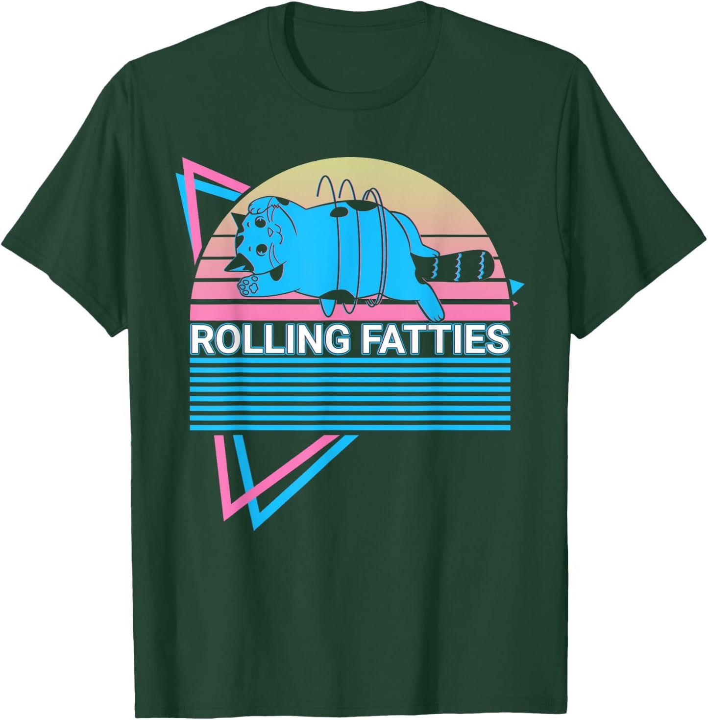 Rolling Fatties Funny Cat Retro T-Shirt - T-Shirt | Forest