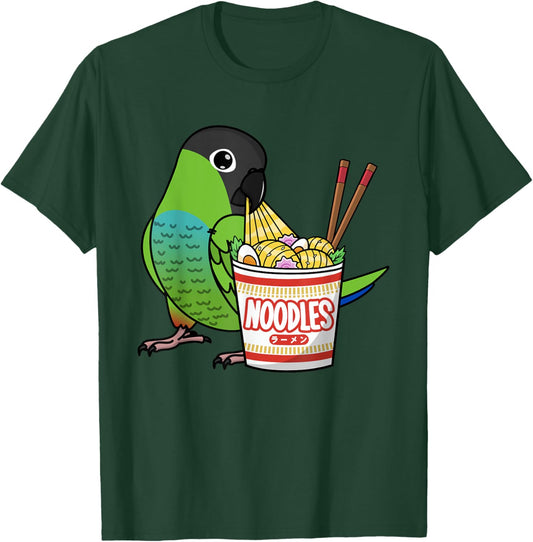 Kawaii Ramen Noodles Parrot I Nanday Conure T-Shirt - T-Shirt | Forest