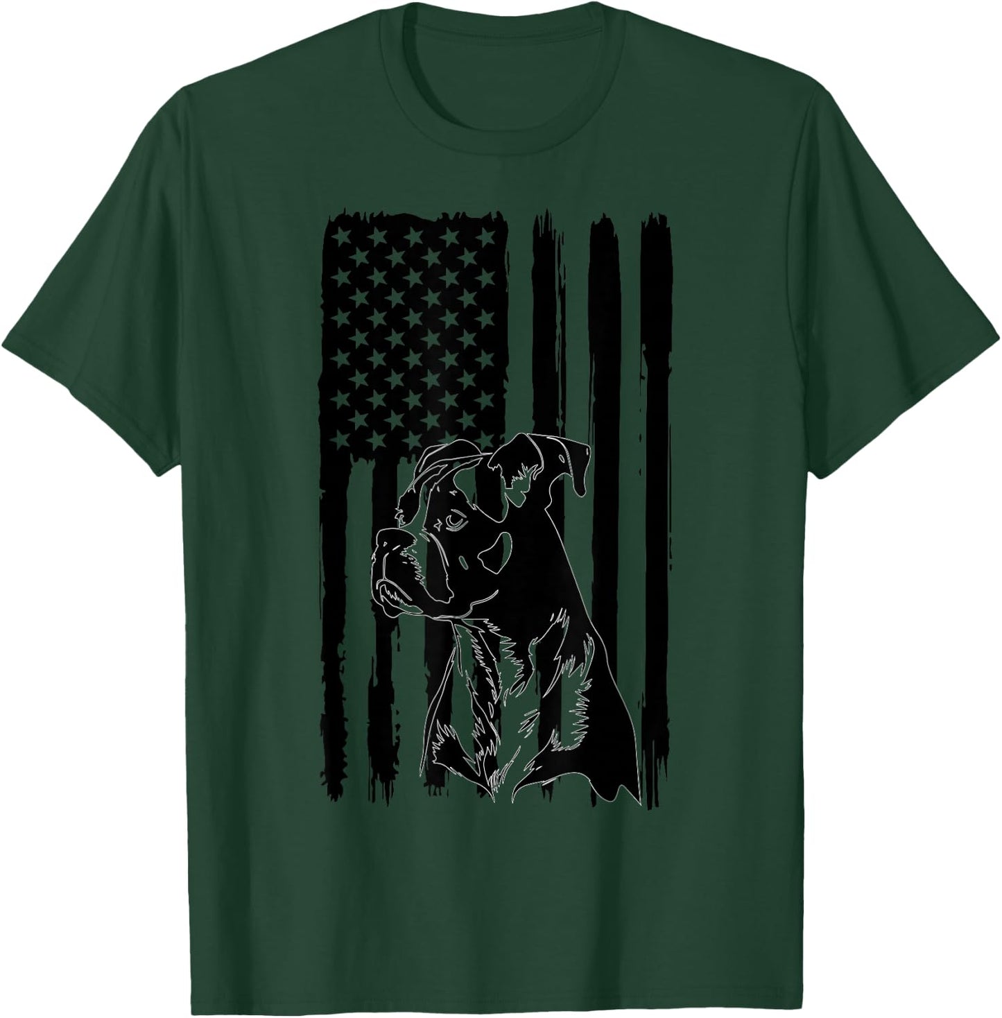 American Flag USA Patriot Boxer Dog dad T-Shirt - T-Shirt | Forest