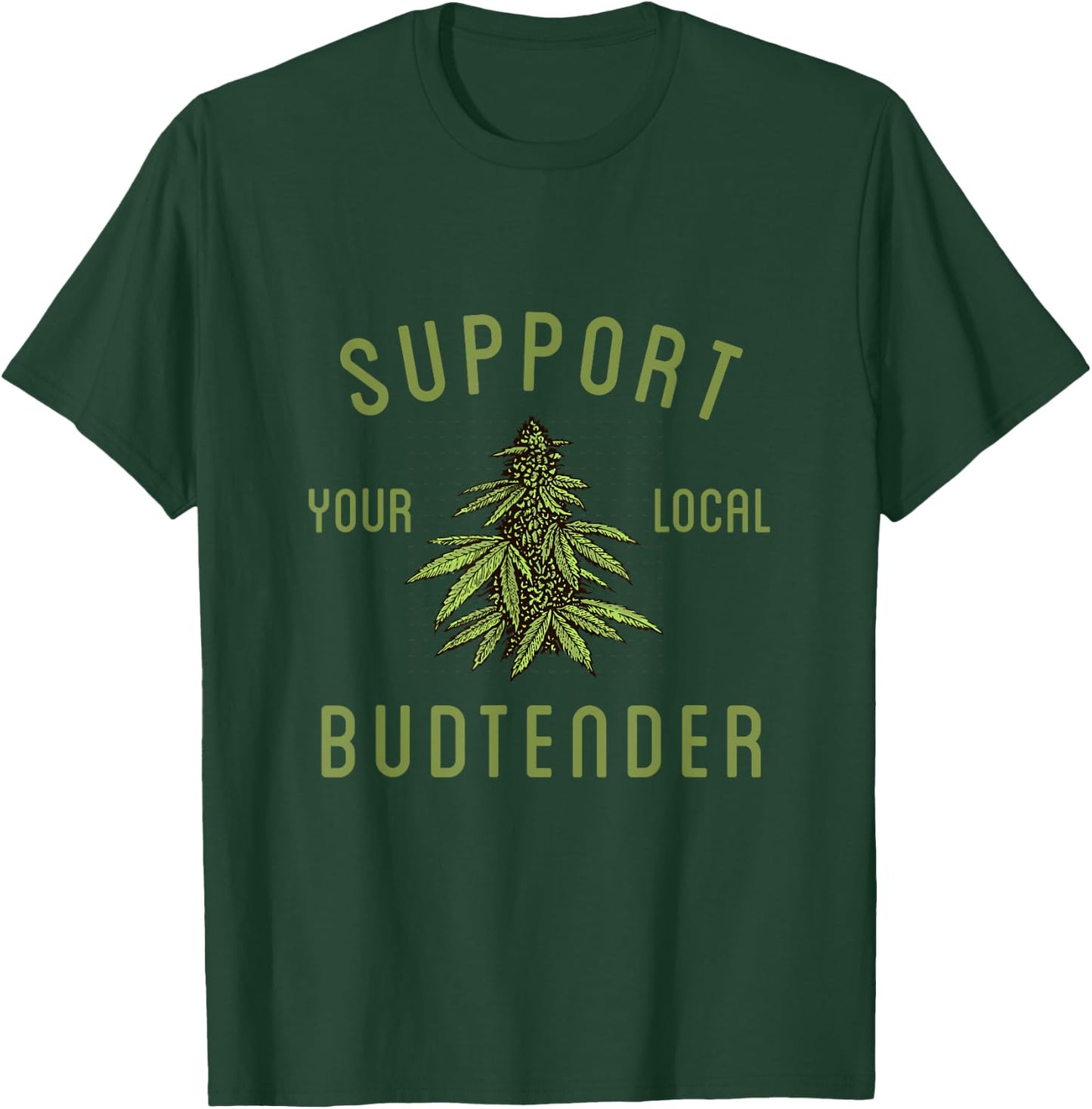 Hemp And Cannabis Farm Support Your Local Budtender Funny Weed Marijuana Grower 420 - Black, Small, -Adults, Short Sleeve, Classic Fit, Cotton Blend T-Shirt - T-Shirt | Forest