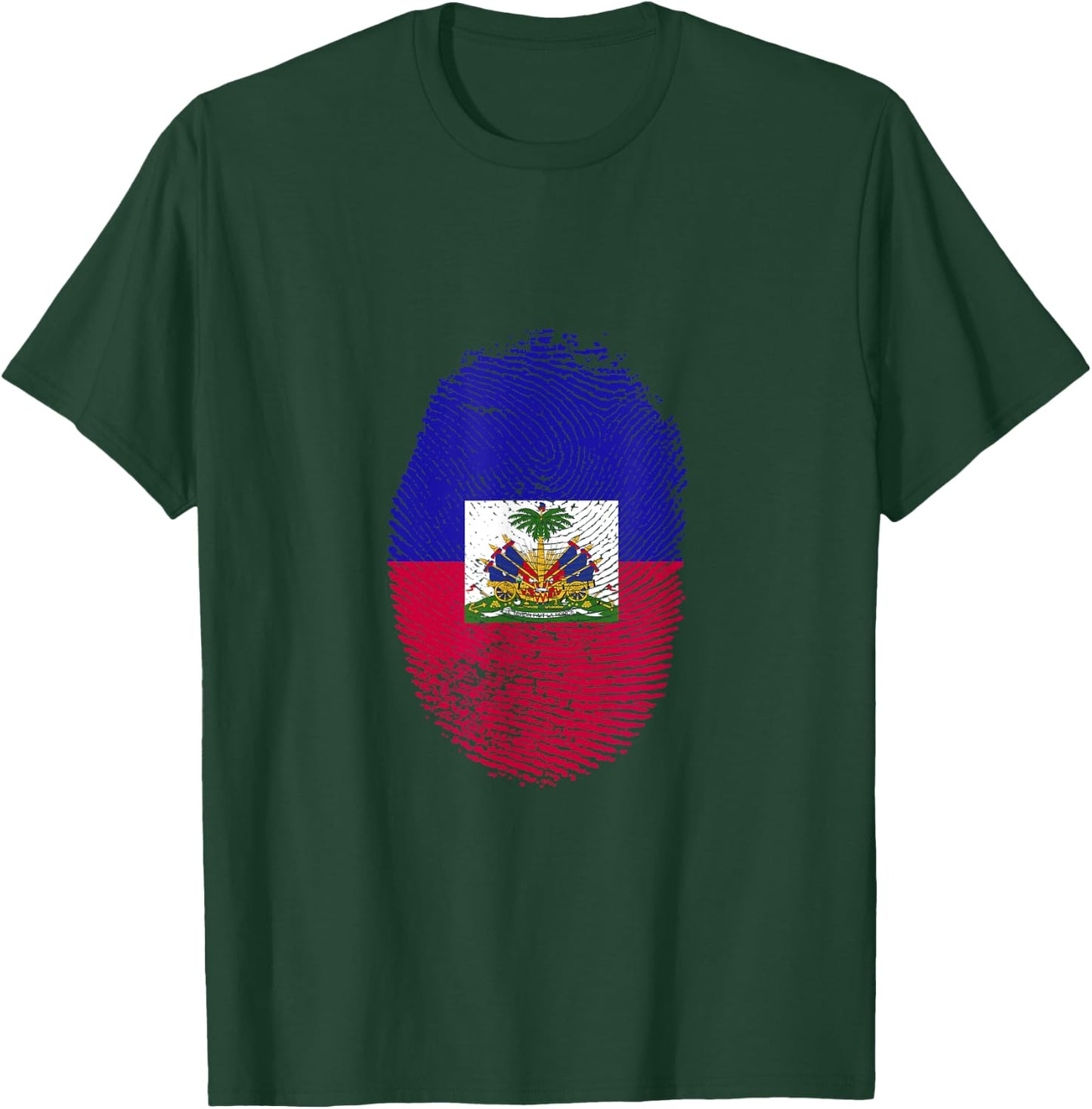 Haiti Flag Fingerprint Proud Haitians Men Women Kids DNA T-Shirt - T-Shirt | Forest