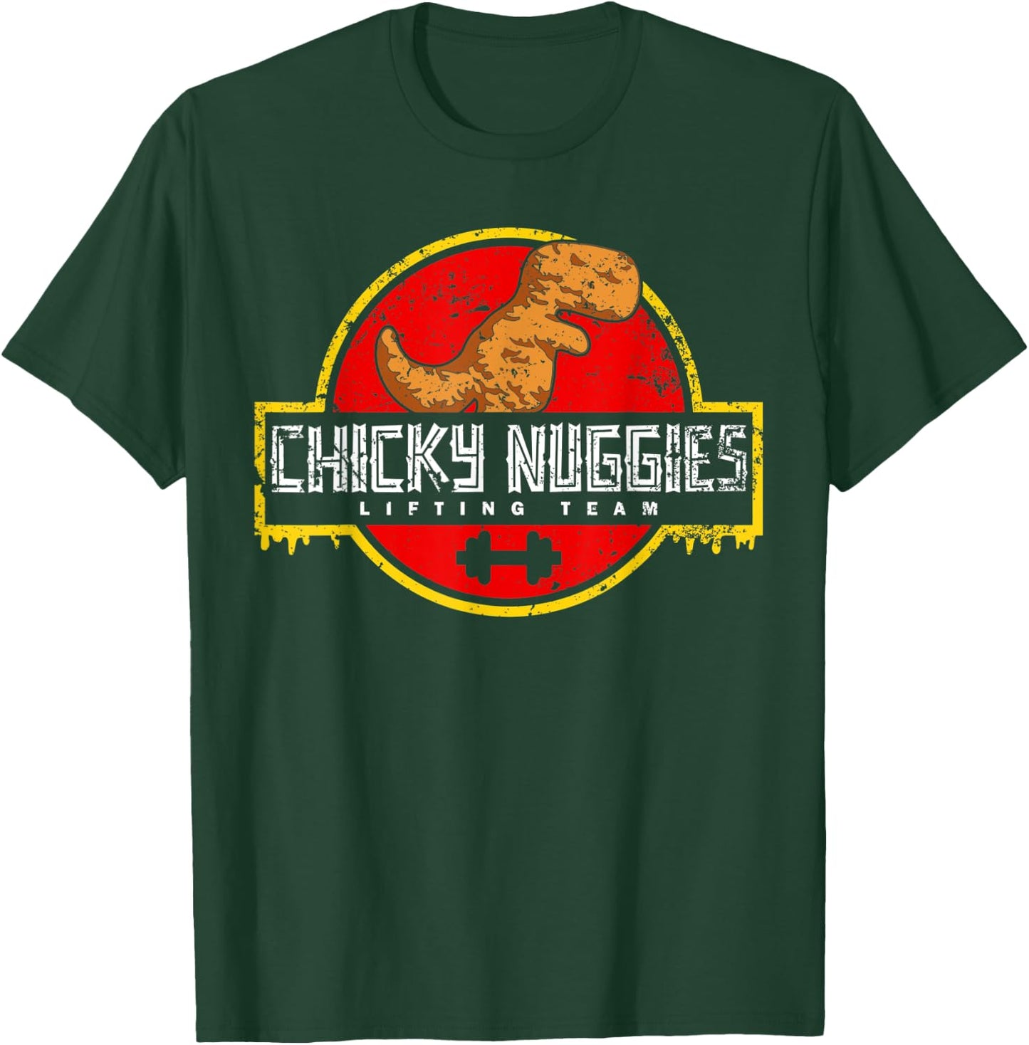 Chicky Nuggies Lifting Team Chicken Nugget Lover Distressed T-Shirt - T-Shirt | Forest