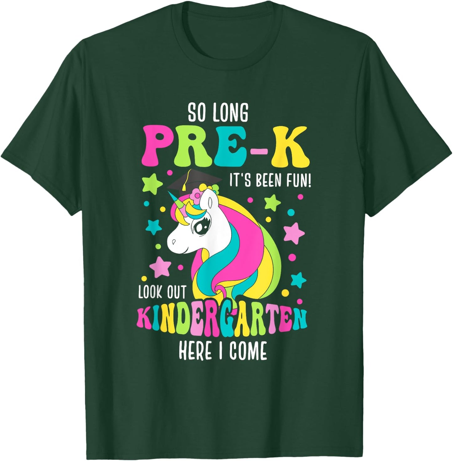 So Long Pre-K Kindergarten Here I Come Unicorn Graduation T-Shirt - T-Shirt | Forest